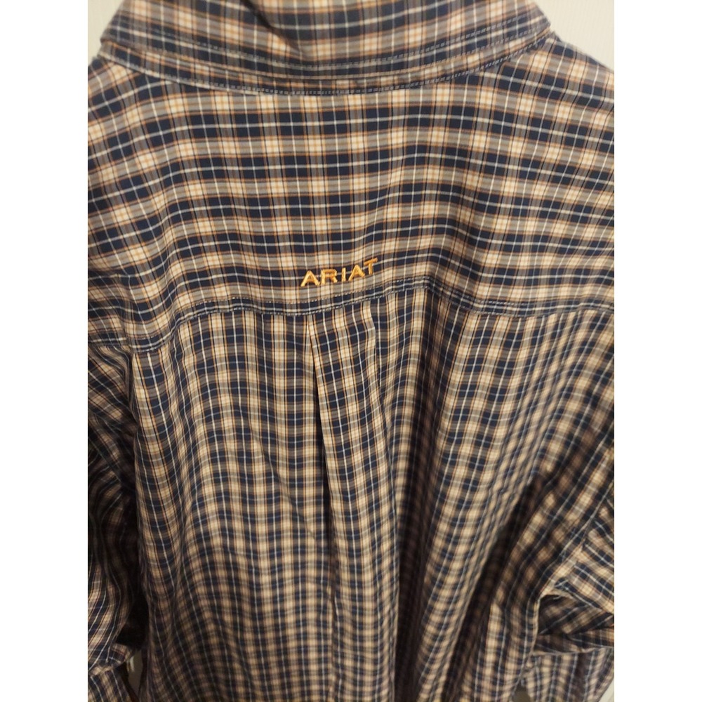 Ariat Pro Series LT Men's Button Up Long Sleeve Plaid Shirt Cowboy Rodeo Blue - Picture 12 of 12